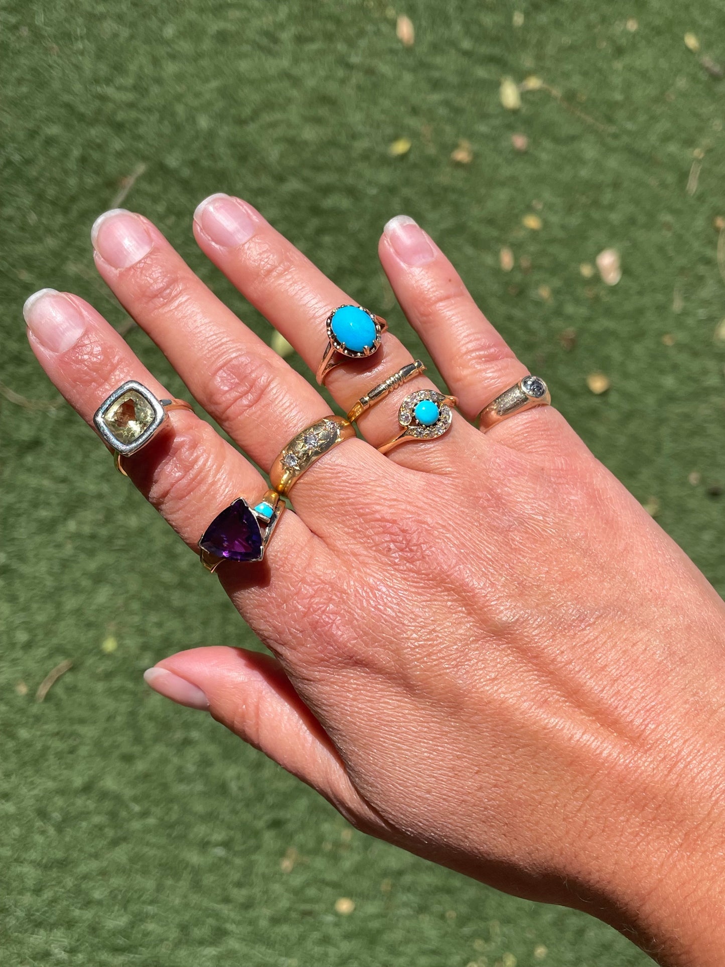 Amethyst & Turquoise Statement Ring