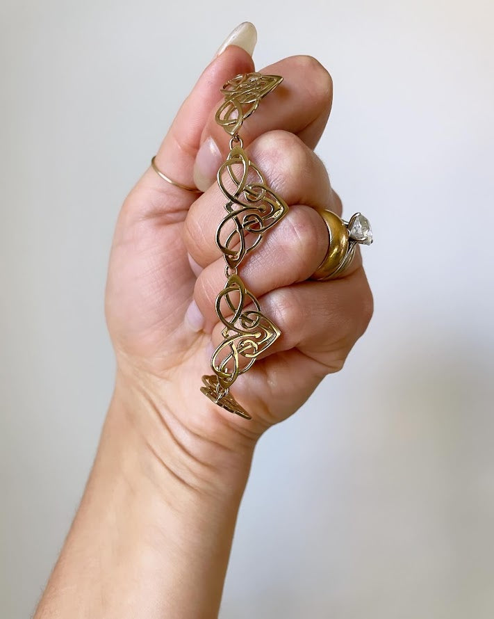 Celtic Open Heart Solid Gold Bracelet- 11.9g
