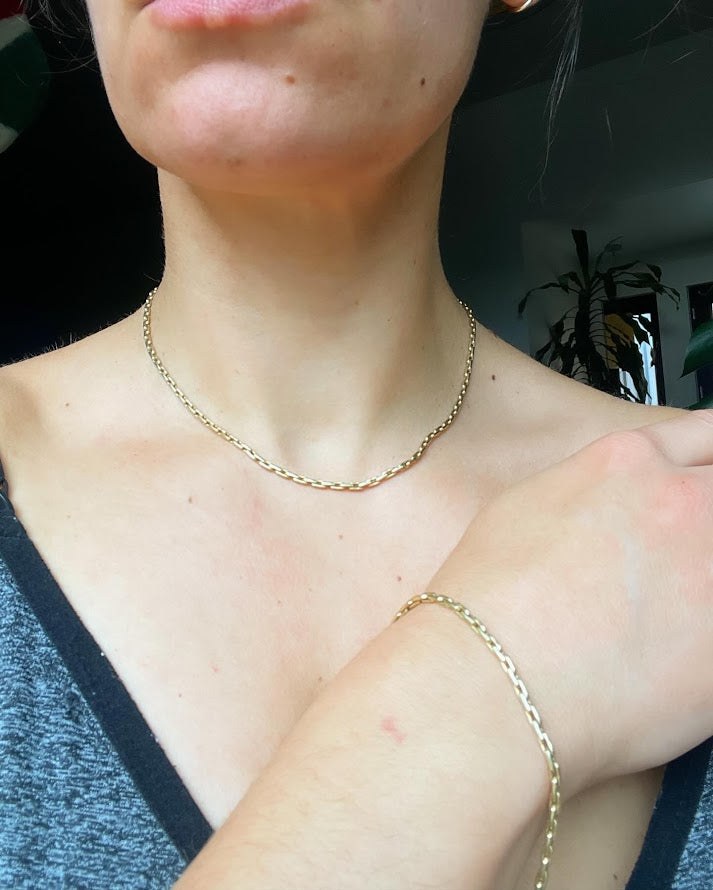 Solid Gold Biker Necklace & Matching Bracelet Set- 18.8g