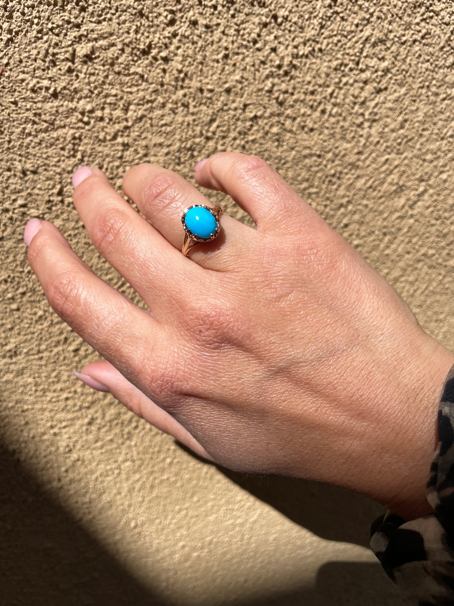 Vintage Turquoise Cab in Yellow Gold