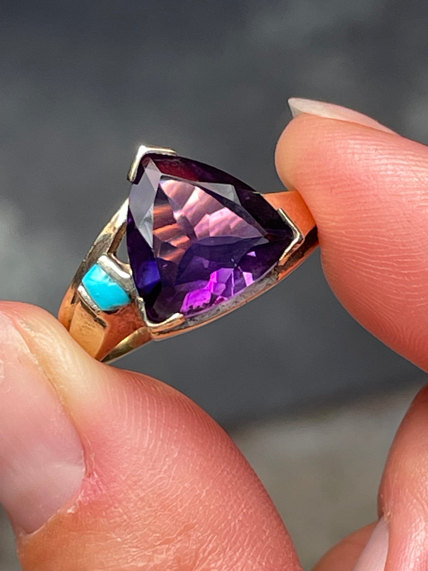 Amethyst & Turquoise Statement Ring