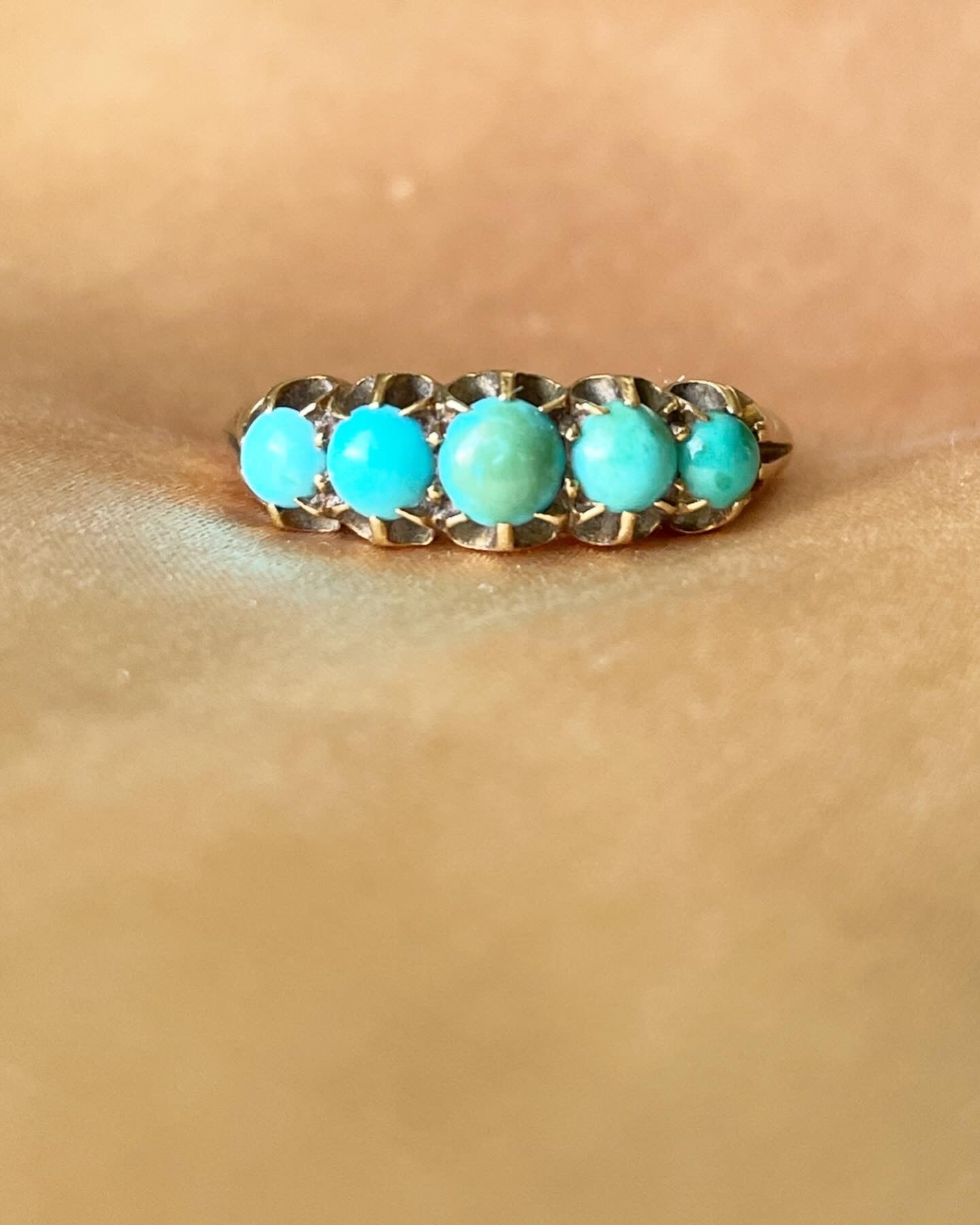 *RESERVED for Larsy- 18K Victorian 5 Stone Turquoise Ring