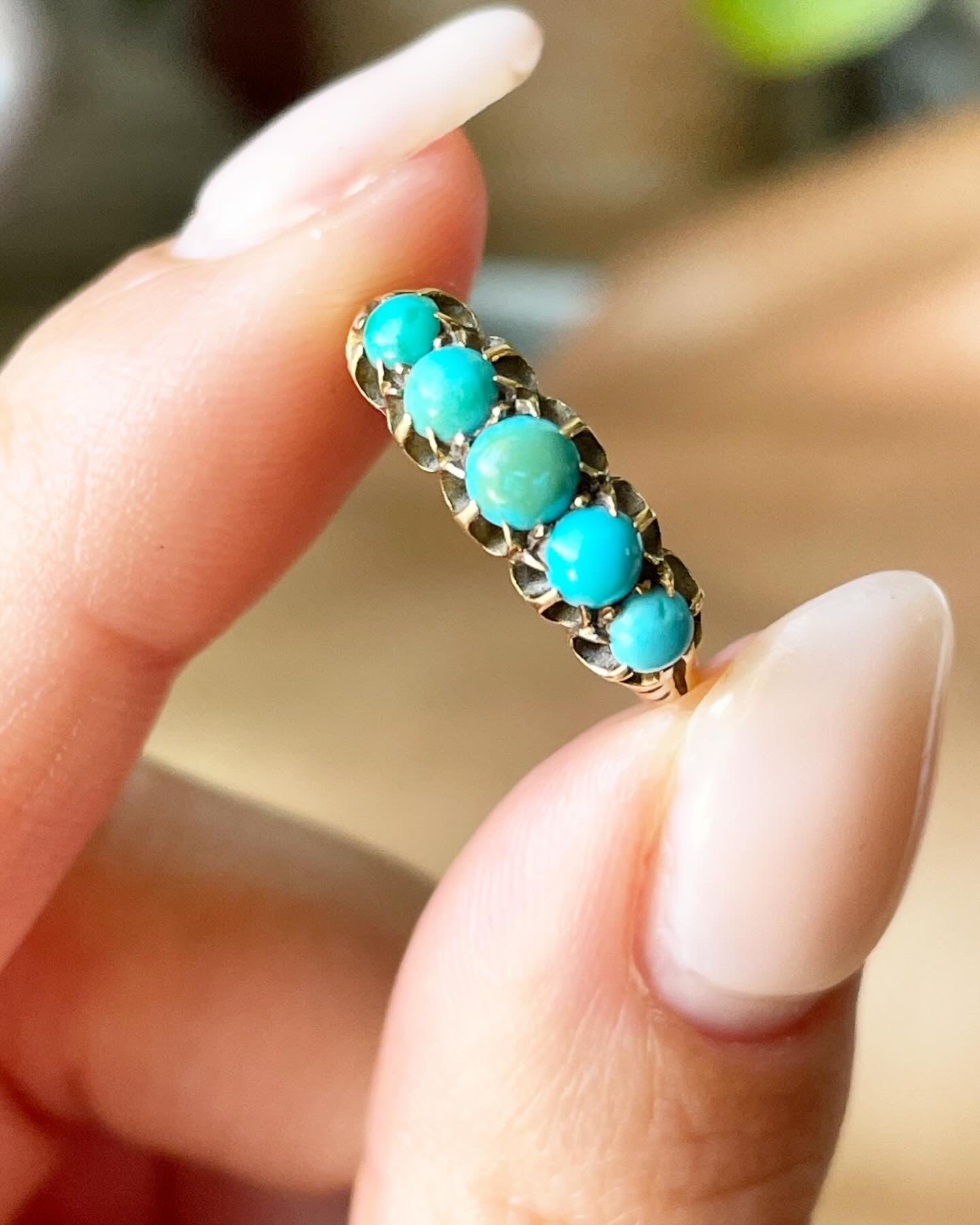 *RESERVED for Larsy- 18K Victorian 5 Stone Turquoise Ring