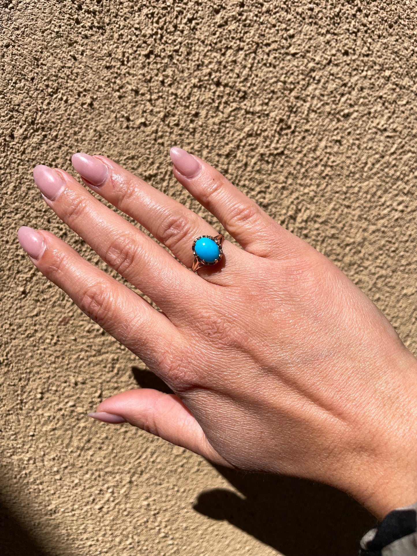 Vintage Turquoise Cab in Yellow Gold