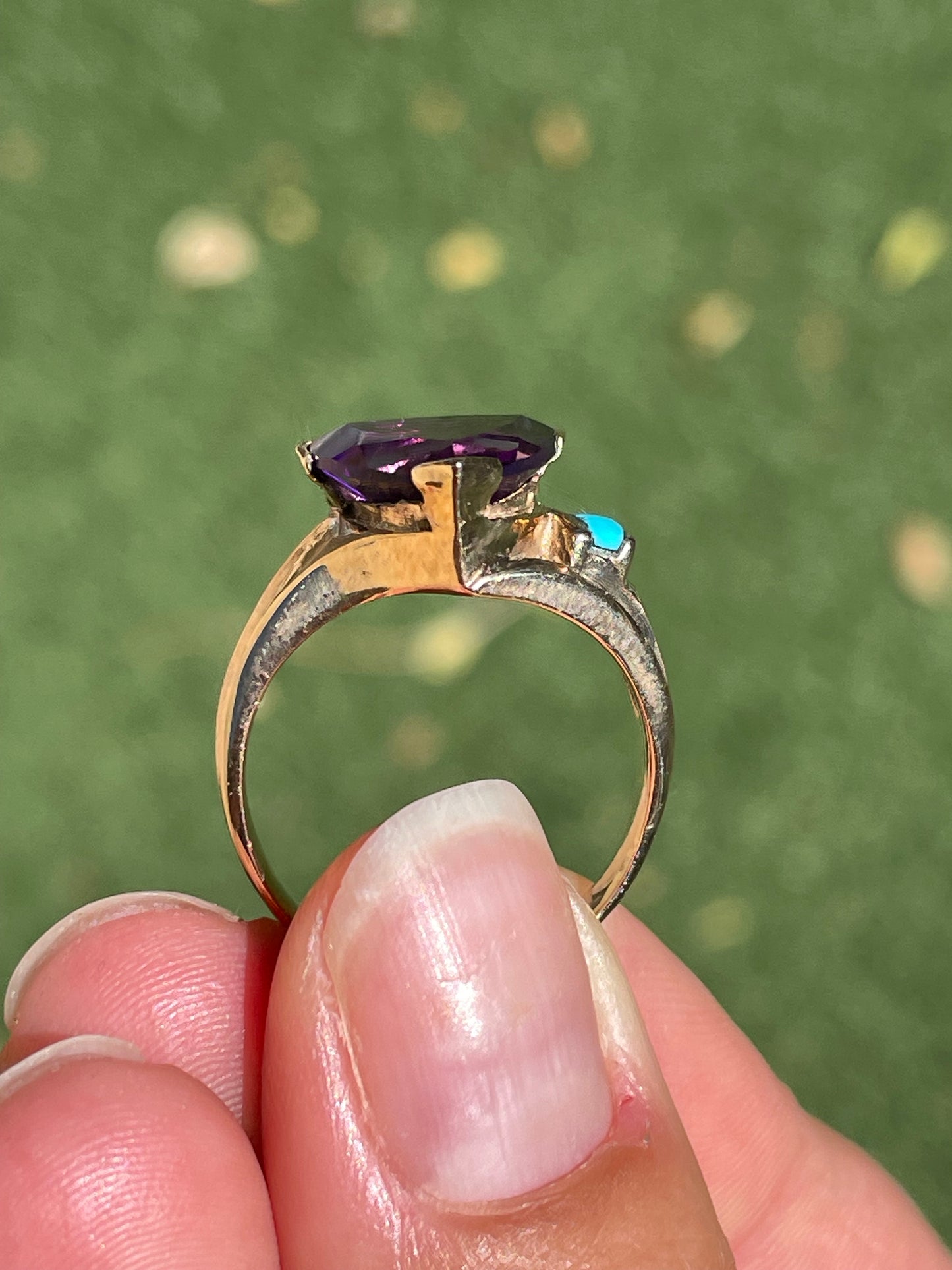 Amethyst & Turquoise Statement Ring