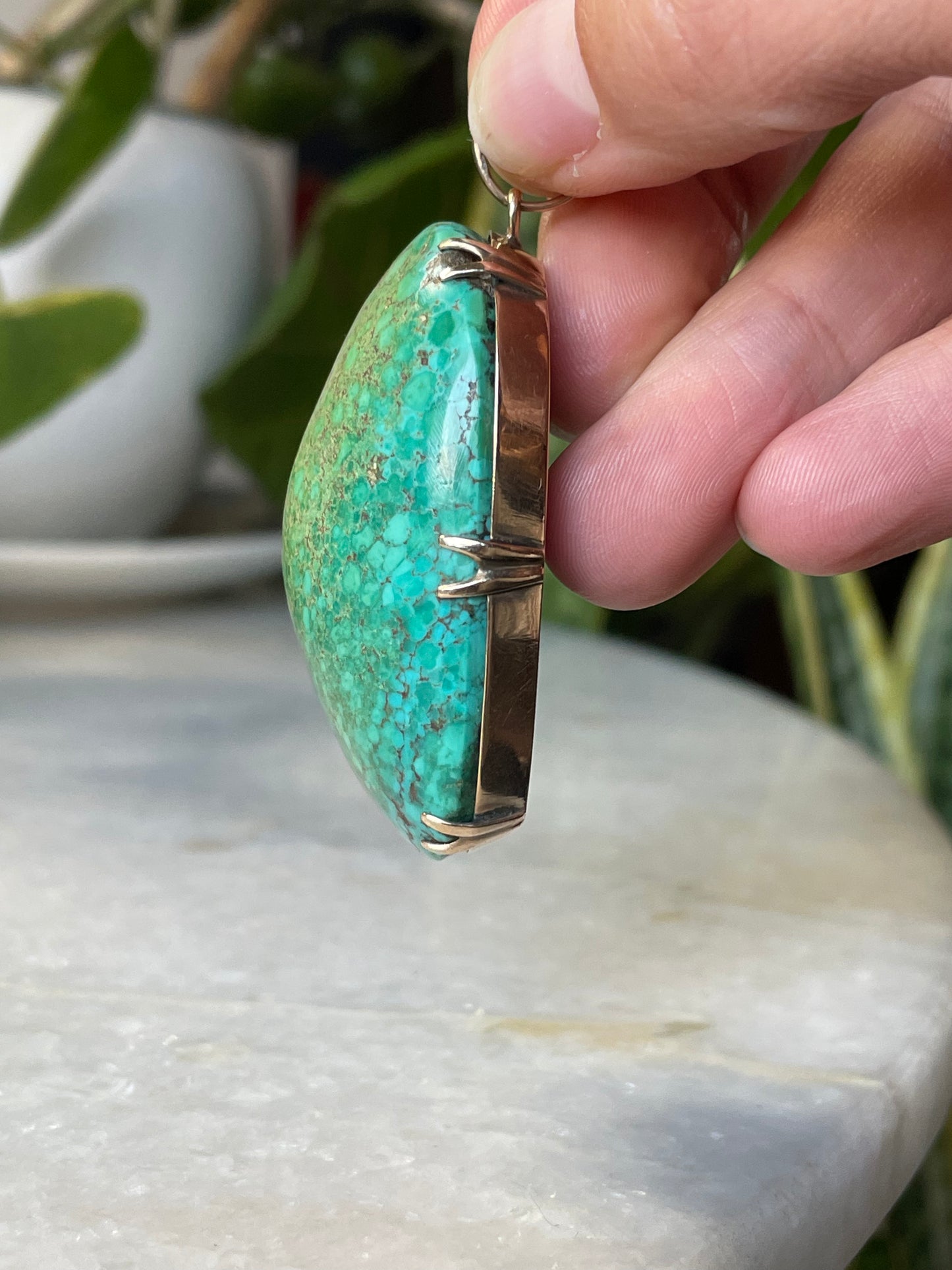 14k Massive Turquoise Pendant