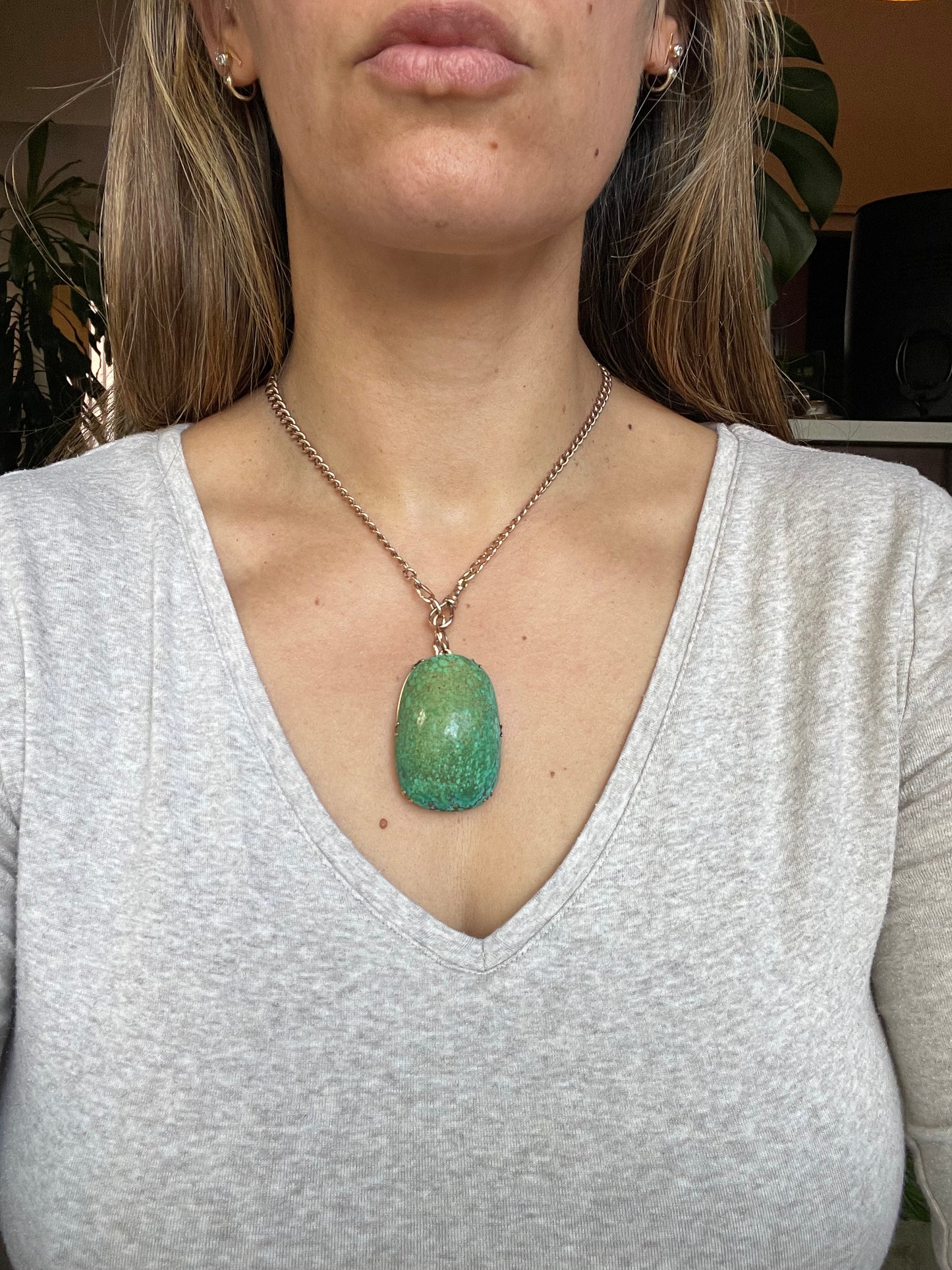 14k Massive Turquoise Pendant