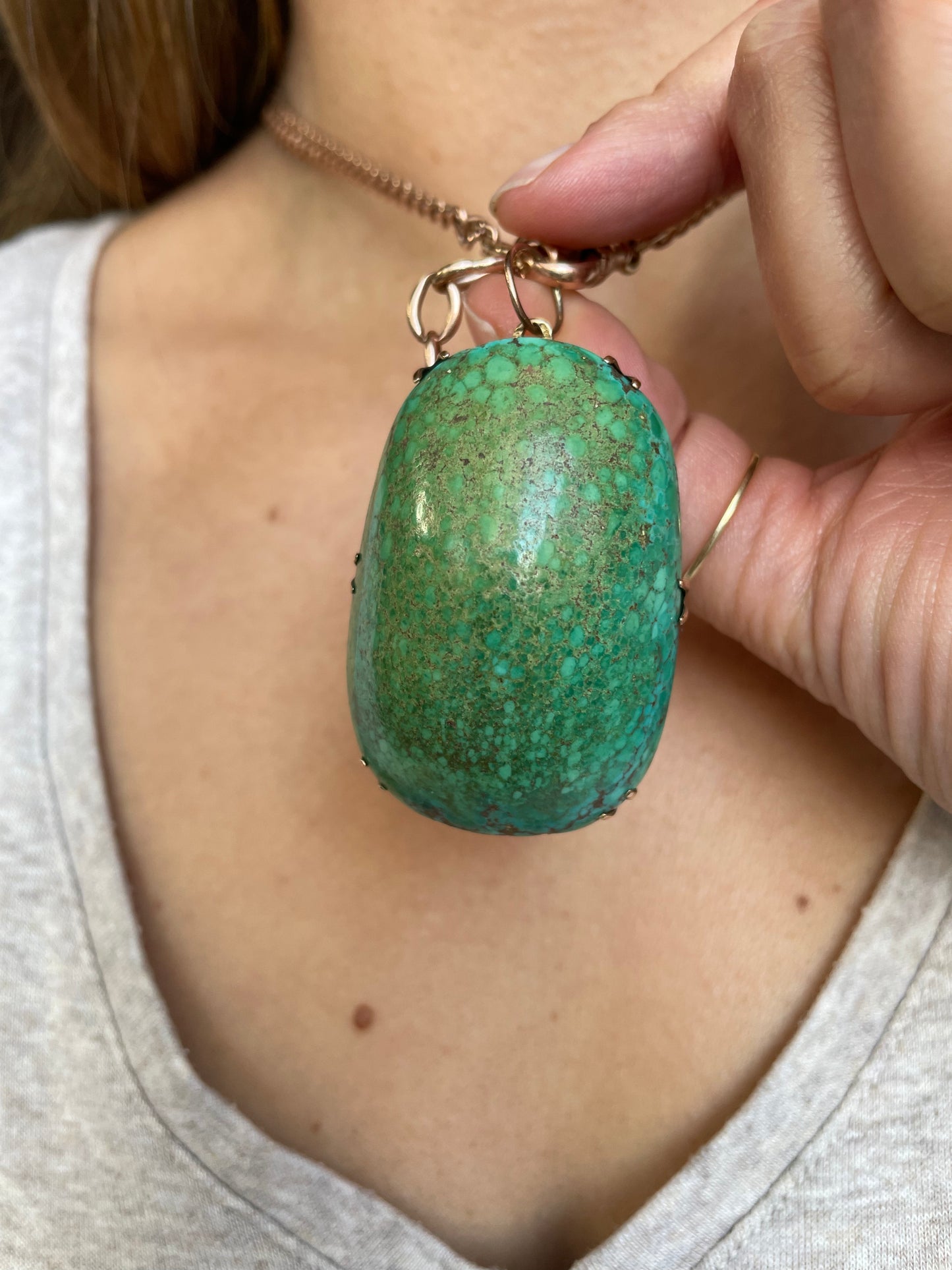 14k Massive Turquoise Pendant