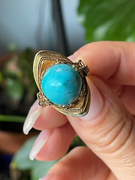 Turquoise Sugarloaf Mogul Ring in Gold