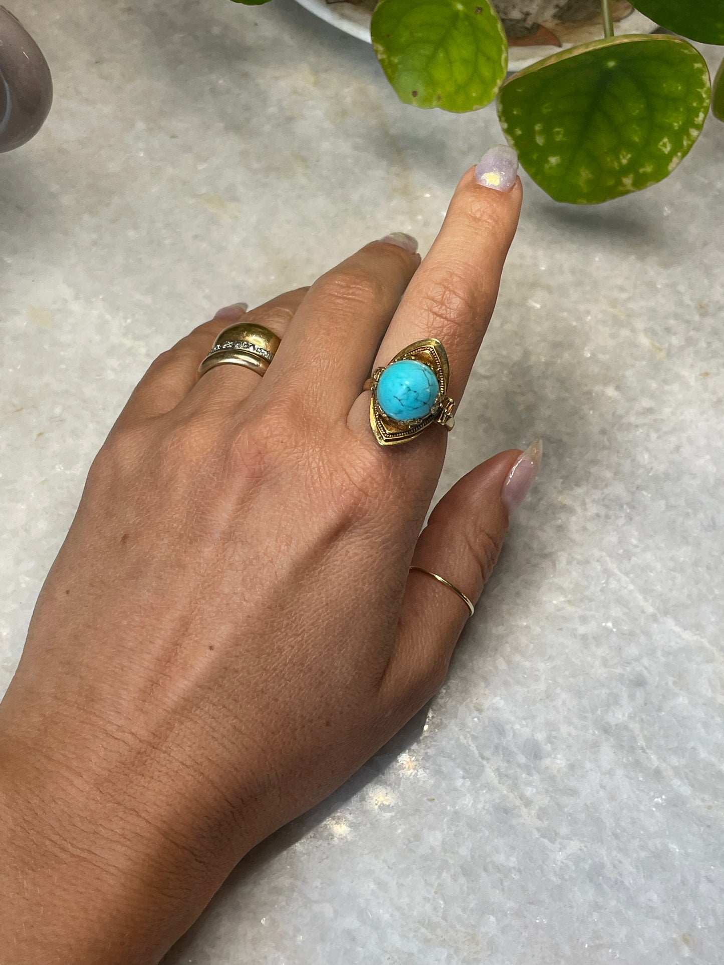 Turquoise Sugarloaf Mogul Ring in Gold