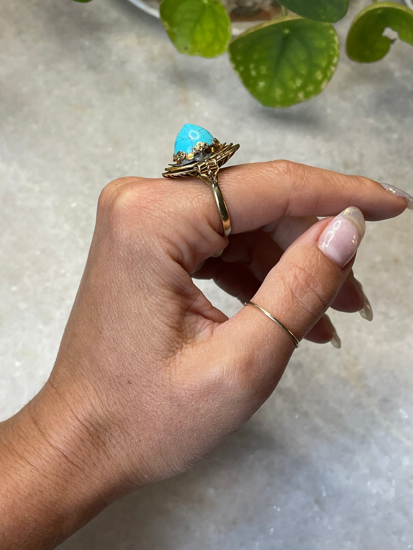 Turquoise Sugarloaf Mogul Ring in Gold