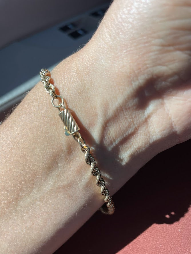 14k Rope/ Twist Bracelet with Barrel Clasp