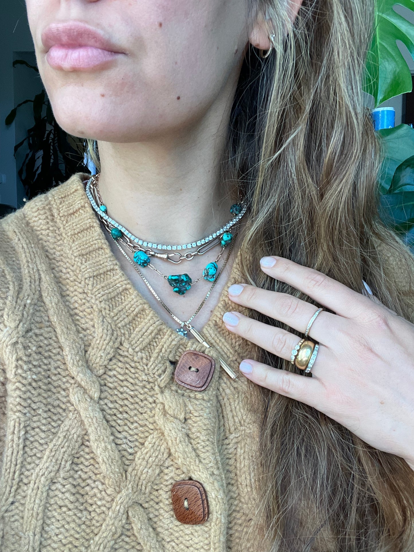 Gold & Turquoise Station Necklace