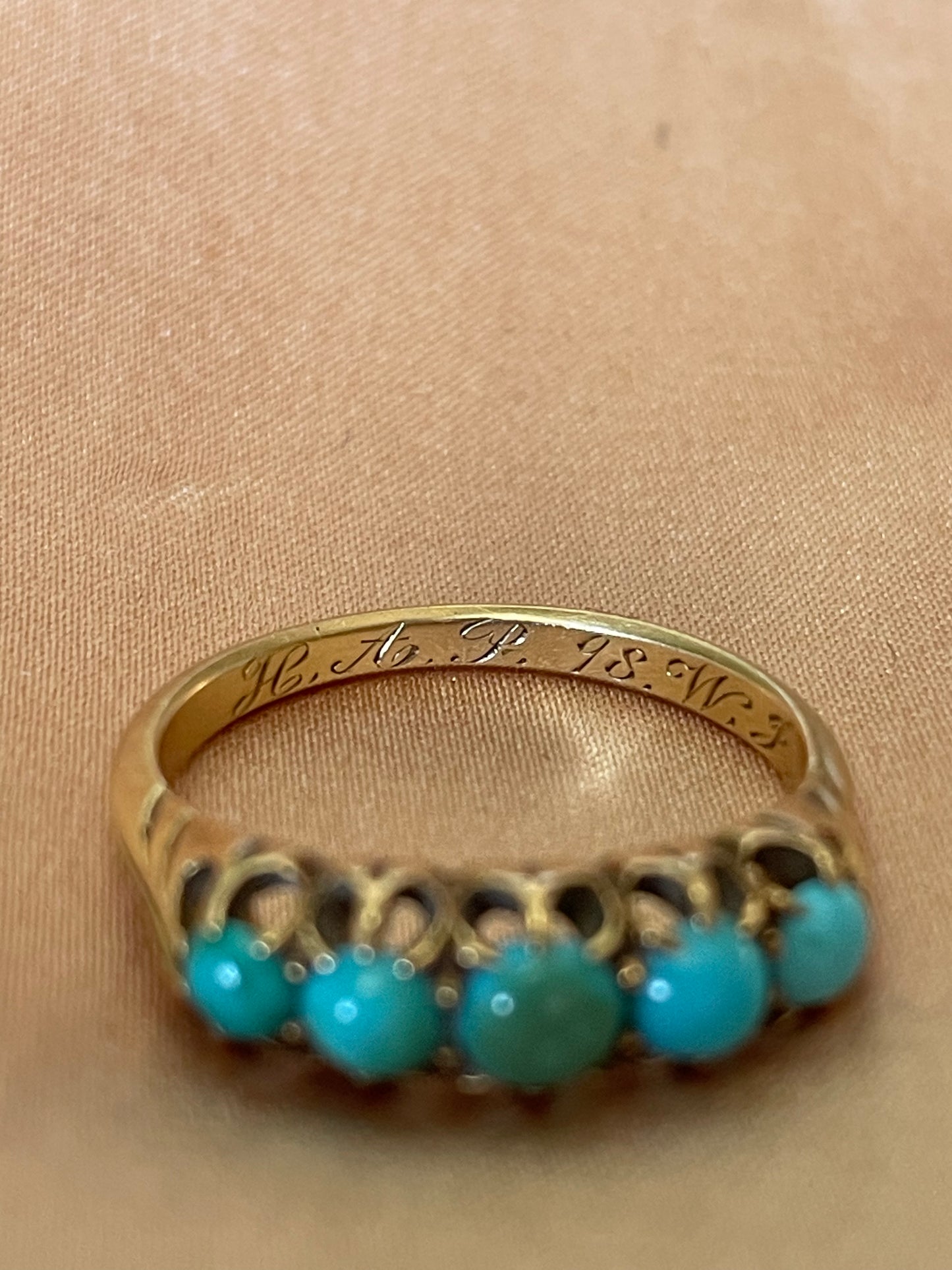 *RESERVED for Larsy- 18K Victorian 5 Stone Turquoise Ring